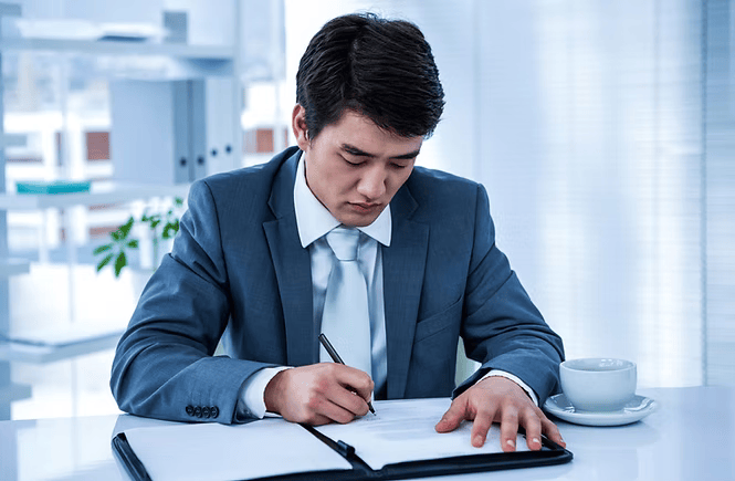 Professional businessman reviewing documents